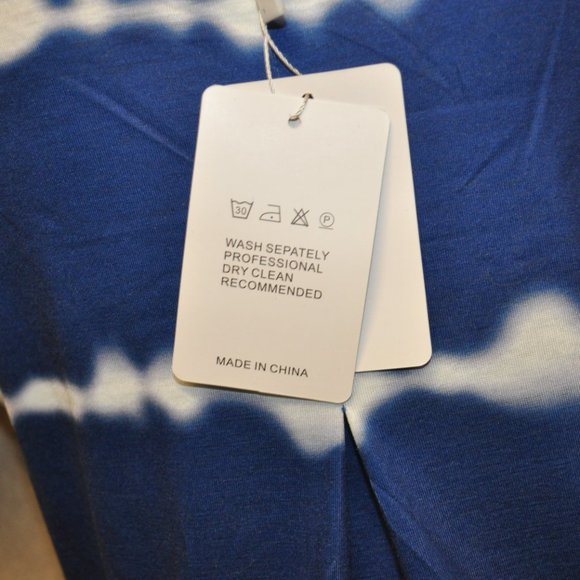 🐯 Alaster Queen NWT blue & white tie dye dress with pockets size SMALL (30) - Picture 9 of 13